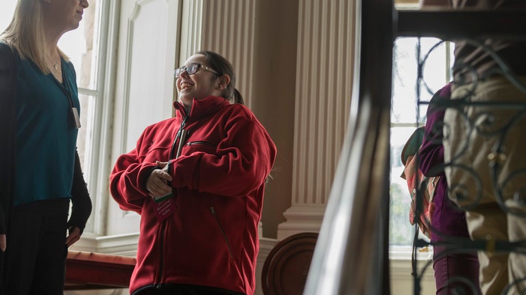 National Trust staff conversing in Castle Ward.